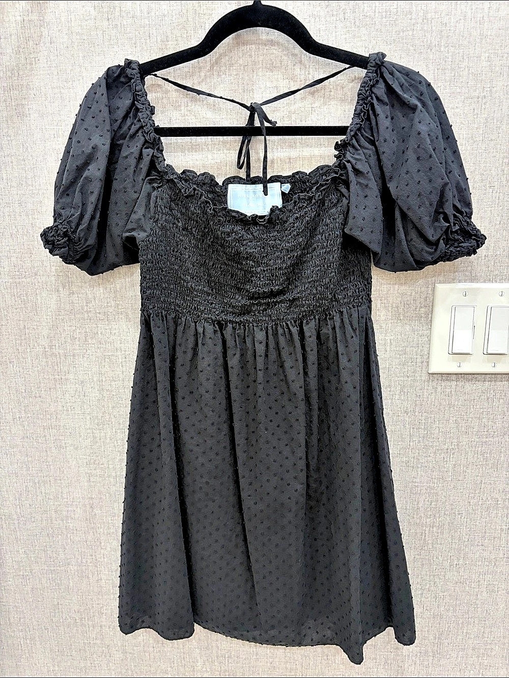 Hill House Home The Athena Nap Dress Mini Black Polka Dot Small